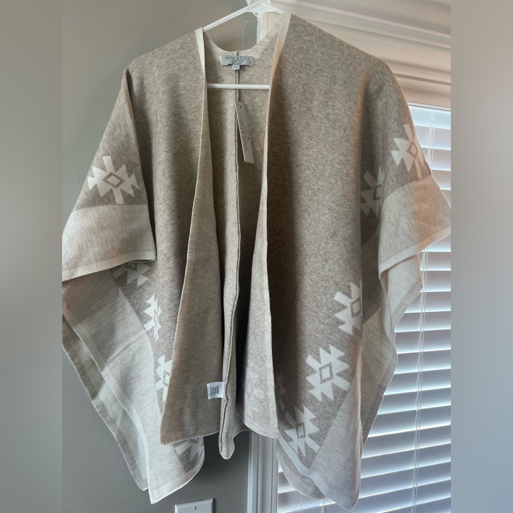 Womens Beige Sweater Cape